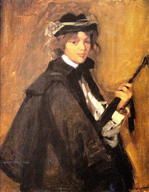 Girl in Black Cape by William Glackens Oil Painting