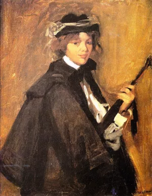 Girl in Black Cape painting by William Glackens