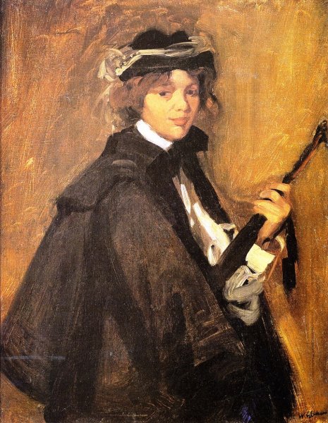 Girl in Black Cape by William Glackens - Hand-Painted Oil Painting Reproduction