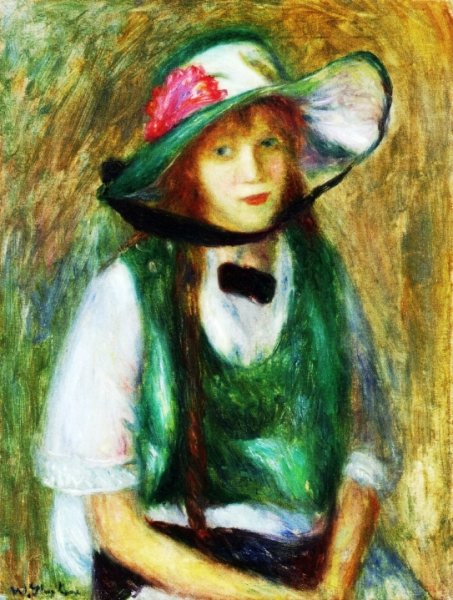 Girl in Green by William Glackens - Hand-Painted Oil Painting Reproduction