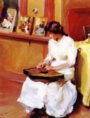 Girl with Zither by William Glackens Oil Painting