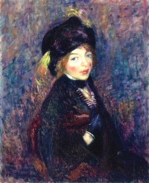 Head of a Girl, Feather in Turban Oil painting by William Glackens