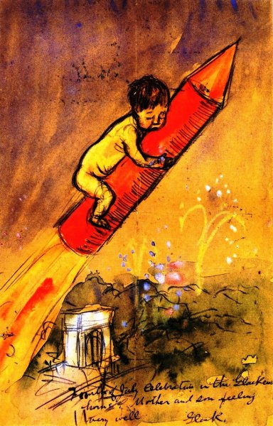 Ira on a Rocket by William Glackens - Hand-Painted Oil Painting Reproduction
