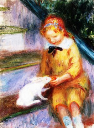 Lenna Feeding a Rabbit by William Glackens Oil Painting