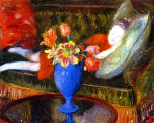 Lenna Resting by William Glackens Oil Painting