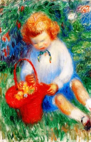 Lenna with Basket of Flowers by William Glackens - Oil Painting Reproduction