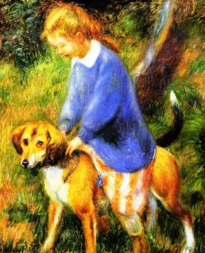 Lenna with Rabbit Hound by William Glackens - Oil Painting Reproduction