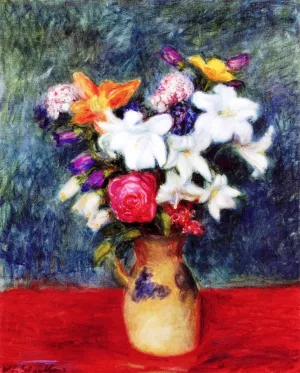 Lilies and Other Flowers in a Vase by William Glackens - Oil Painting Reproduction