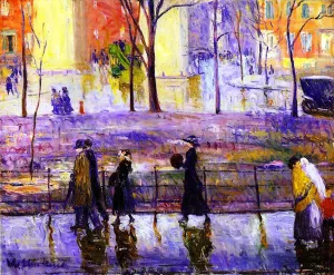 March Day, Washington Square Oil painting by William Glackens