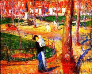 Mother and Baby, Washington Square Oil painting by William Glackens