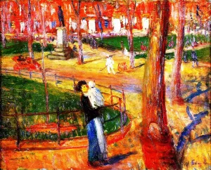 Mother and Baby, Washington Square Oil painting by William Glackens