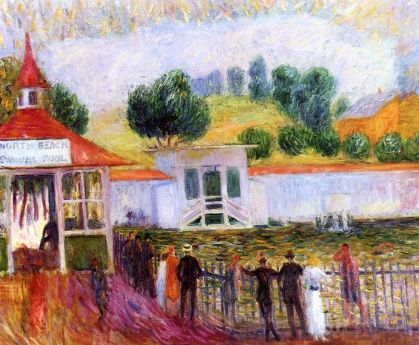 North Beach Swimming Pool by William Glackens - Hand-Painted Oil Painting Reproduction