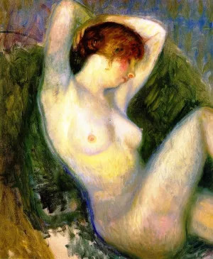 Nude in Green Chair by William Glackens Oil Painting