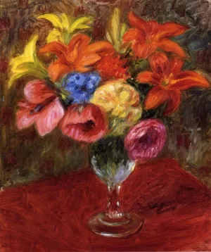 Poppies, Lilies and Blue Flowers by William Glackens - Oil Painting Reproduction