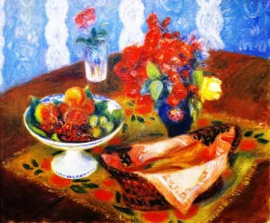 Still Life with Roses and Fruit by William Glackens Oil Painting