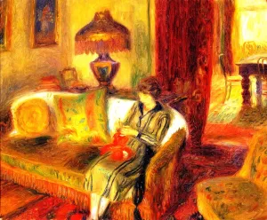 The Artist's Wife Knitting by William Glackens - Oil Painting Reproduction