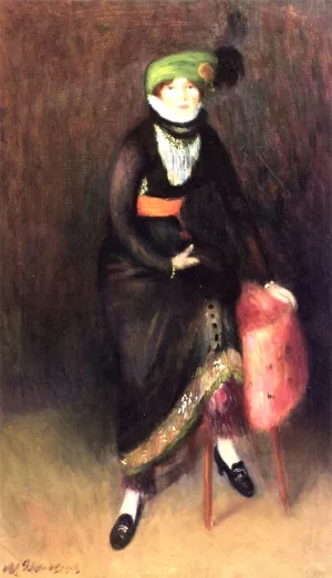 The Green Bonnet by William Glackens The Green Bonnet Oil painting by William Glackens