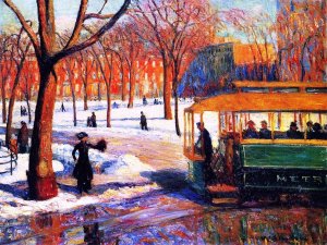 The Green Car by William Glackens Oil Painting