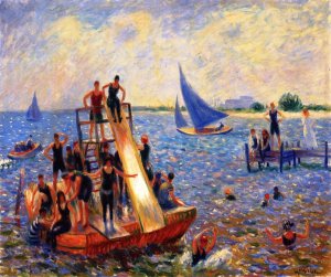 The Raft also known as Water Scene or The Sliding Board Oil painting by William Glackens