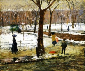 Washington Square, Winter Oil painting by William Glackens