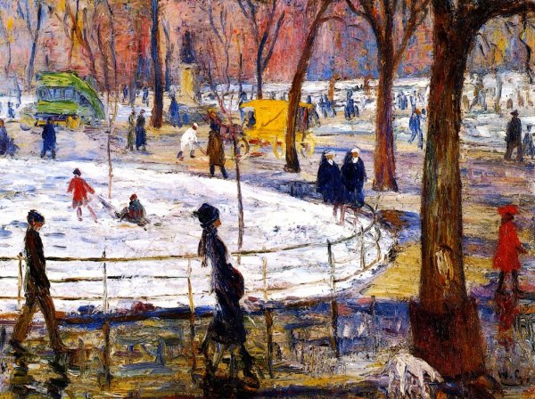 Main Product Photo of Winter, Washington Square Park Painting by William Glackens