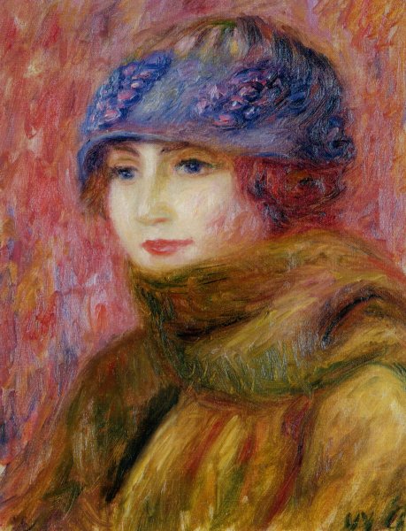 Main Product Photo of Woman in Blue Hat Painting by William Glackens