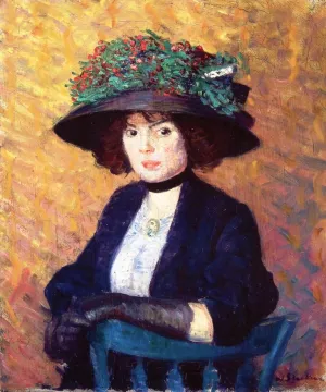 Woman with Green Hat by William Glackens Oil Painting