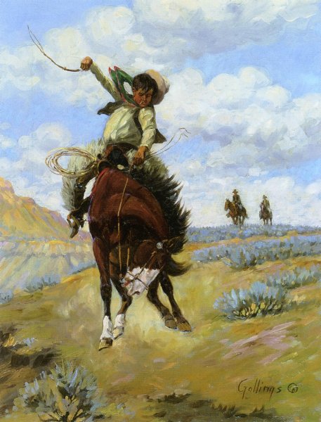 Bronc Buster by William Gollings - Hand-Painted Oil Painting Reproduction