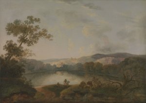 A View of a Lake with Fishermen by William Groombridge Oil Painting