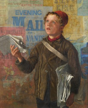 The evening news by William H. Snape Oil Painting