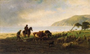 David Jacks on Horseback, Monterey Peninsula by William Hahn Oil Painting