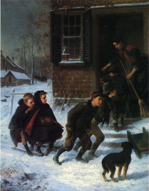 Forbidden to Go Sleigh Riding by William Hahn Oil Painting