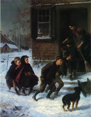 Forbidden to Go Sleigh Riding by William Hahn - Oil Painting Reproduction