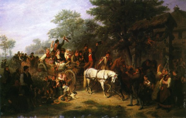 The Village Wedding by William Hahn - Hand-Painted Oil Painting Reproduction