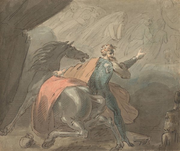 Main Product Photo of A King and a Horse with Ghostly Women  Painting by William Hamilton