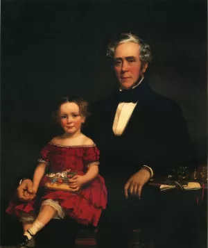 Portrait of a Young Girl and Older Man Oil painting by William Harrison Scarborough