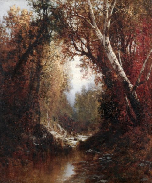 Autumn Scene in the Adirondacks  by William Hart - Hand-Painted Oil Painting Reproduction