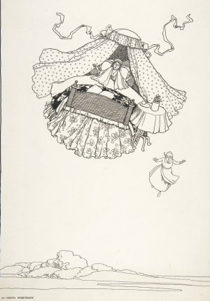 Over Farms and Fields and Rivers and Ponds; Cosey Hokie, Topsy-Turvy Tales by William Heath Robinson Oil Painting