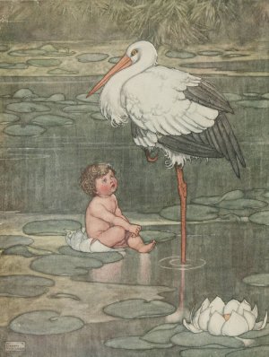 The bud opened into a full-blown flower, in the middle of which lay a beautiful child by William Heath Robinson Oil Painting