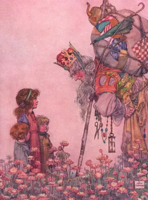 The King of Troy compelled to ask his way by William Heath Robinson Oil Painting