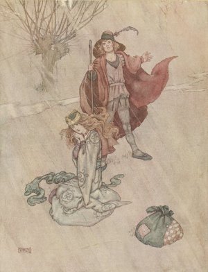 The Swineherd scolded and the rain poured down by William Heath Robinson Oil Painting
