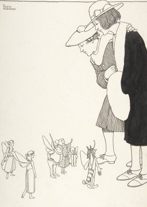 They Heard Six Voices Calling Them Back; Two Wee Pogeys, Topsy-Turvy Tales by William Heath Robinson Oil Painting