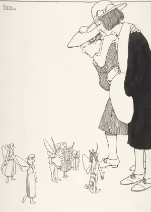 They Heard Six Voices Calling Them Back; Two Wee Pogeys, Topsy-Turvy Tales by William Heath Robinson Oil Painting