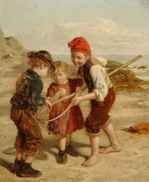 The Little Shrimpers by William Hemsley Oil Painting