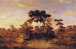 Louisiana Pastoral: Bayou Bridge by William Henry Buck - Oil Painting Reproduction