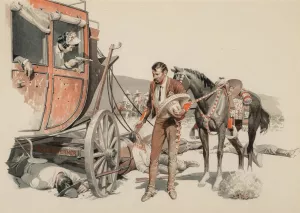 Stagecoach Hold Up by William Henry Dethlef Koerner Oil Painting