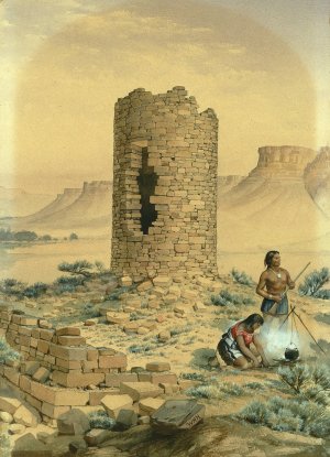 Ancient Stone Round Tower by William Henry Holmes Oil Painting