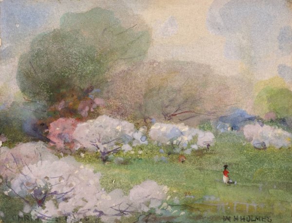 Cherry Blossoms by William Henry Holmes - Hand-Painted Oil Painting Reproduction