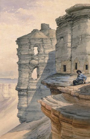 Cliff Houses on the Rio Mancos, Colorado by William Henry Holmes Oil Painting