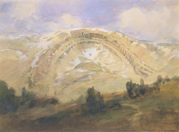 Main Product Photo of Folded Strata, A Great Geological Arch, Colorado  Painting by William Henry Holmes